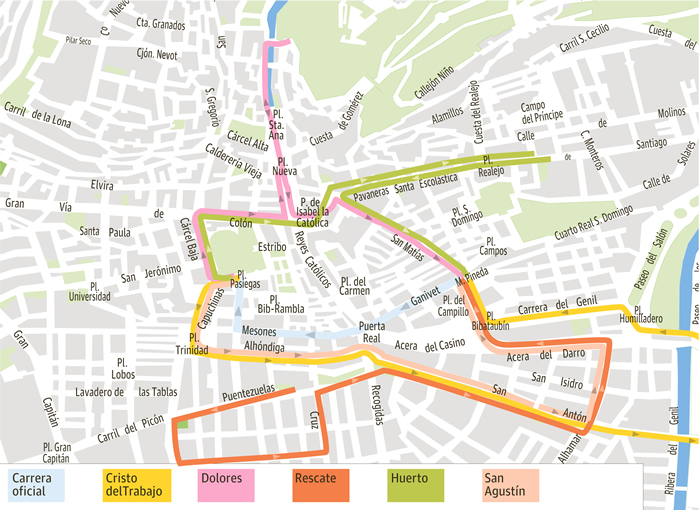 map granada semana santa