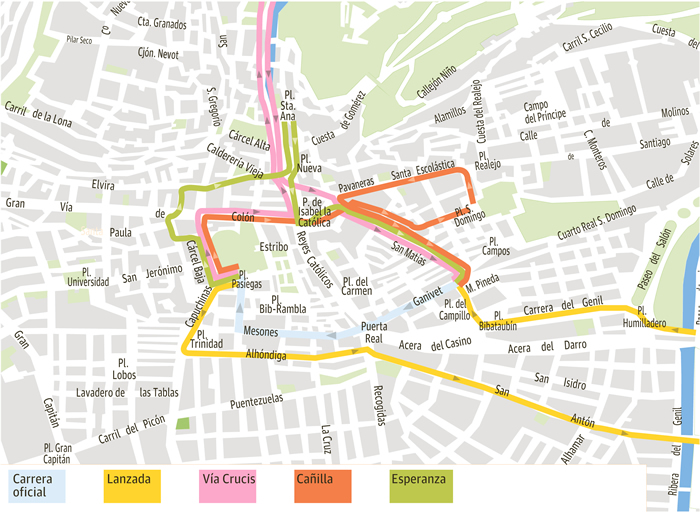map granada semana santa