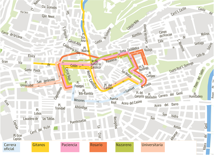 map granada semana santa