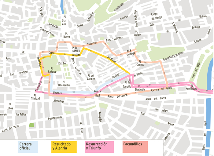 map granada semana santa